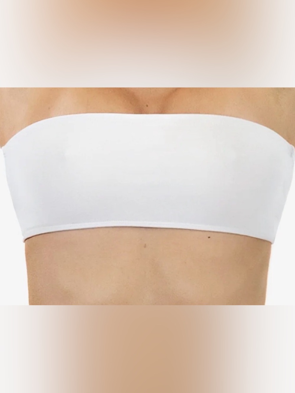 Los Angeles Apparel White Seamless Strapless Bandeau Bikini Top